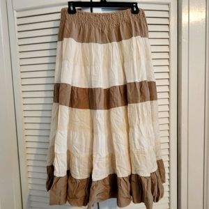 Coldwater Creek Boho Hippie Ombre Creme Maxi Skirt Size M